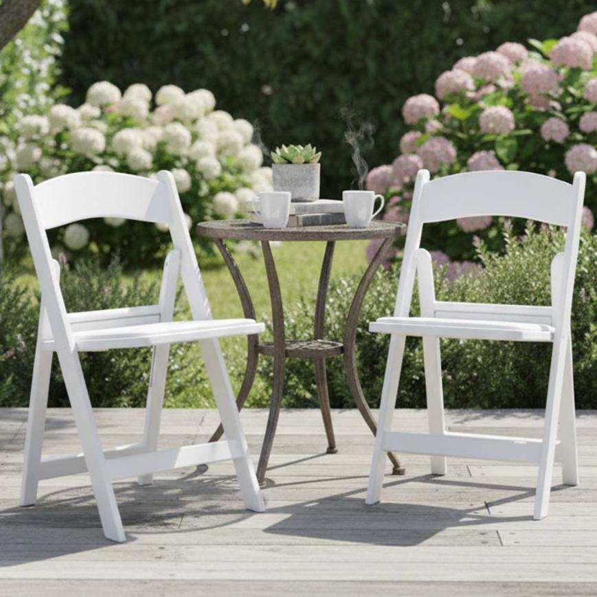 2 Pack White Resin Folding Chair, Lightweight Portable Seating for Home Entertaining or Patio Use
