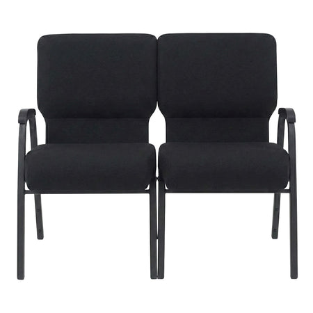 Black Fabric 2-Seat Loveseat Waiting Room Chair with Black Frame and Arms, Image 2