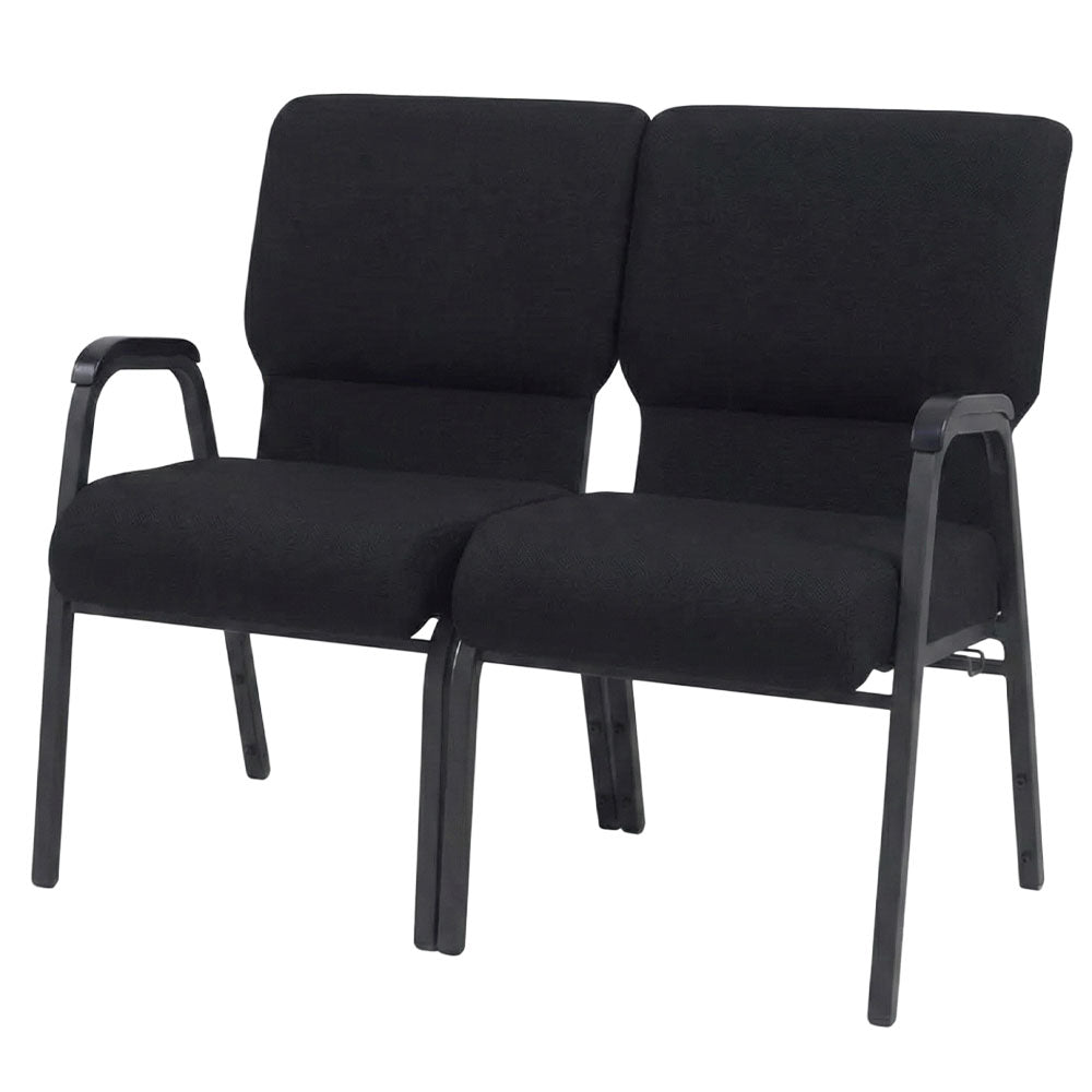Black Fabric 3-Seat Waiting Room Chair with Black Frame and Arms, Image 3