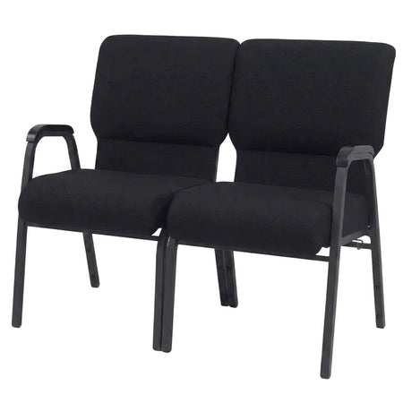 Black Fabric 3-Seat Waiting Room Chair with Black Frame and Arms, Image 3