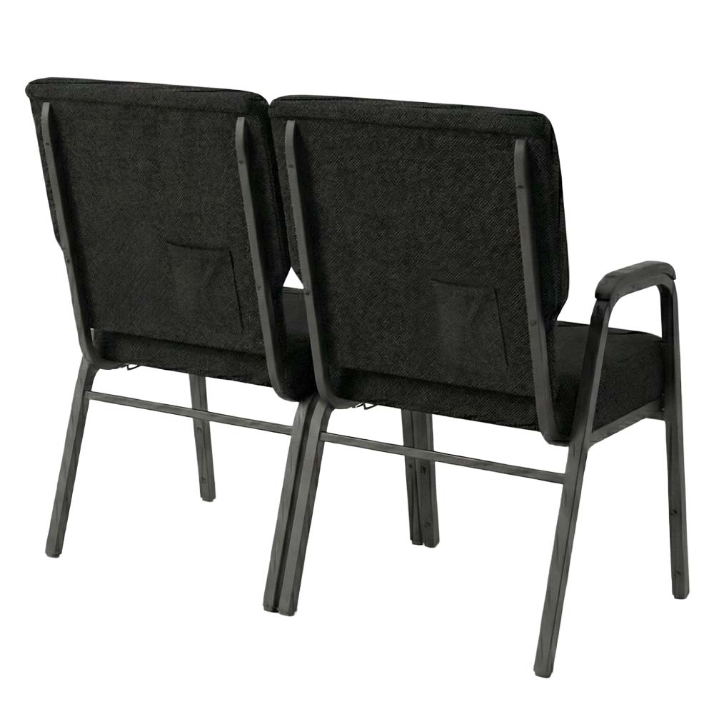 Black Fabric 2-Seat Loveseat Waiting Room Chair with Black Frame and Arms, Image 4