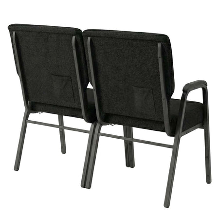 Black Fabric 2-Seat Loveseat Waiting Room Chair with Black Frame and Arms, Image 4