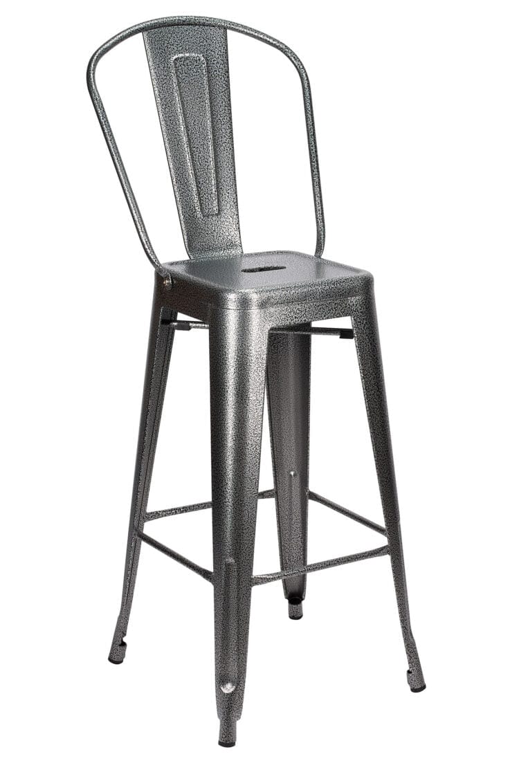 2 Pack Hammered Gray Tolix Metal Bar Stools with Back, Durable Loft Style Chairs for Dining Islands