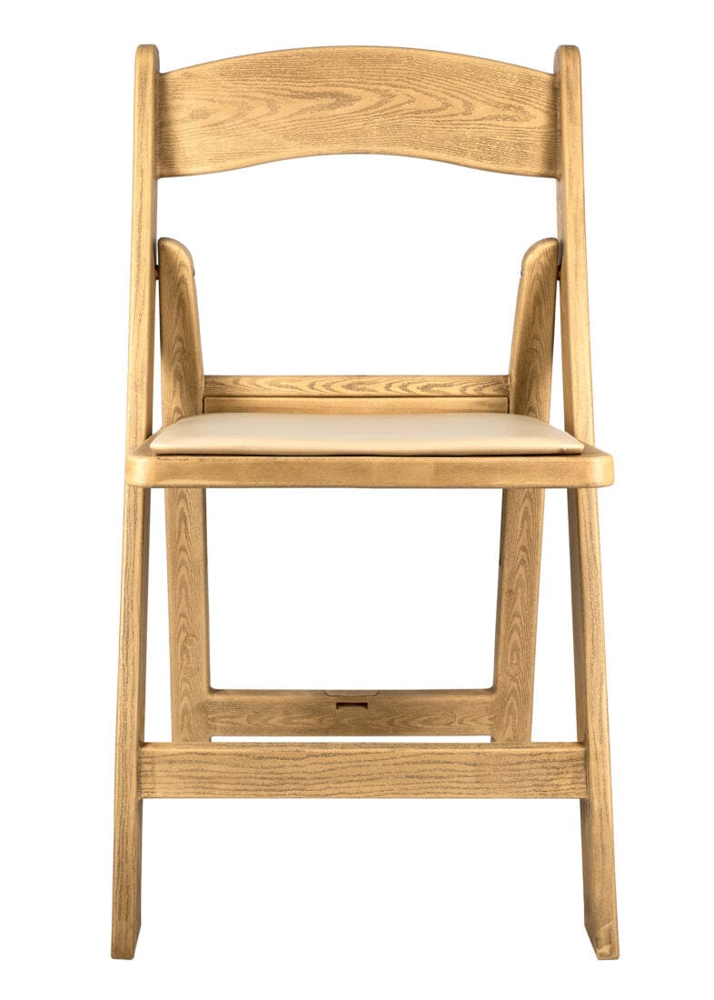 Resin Woodgrain Folding Chair – Tan Padded Seat | Patio & Event Seating, Image 4