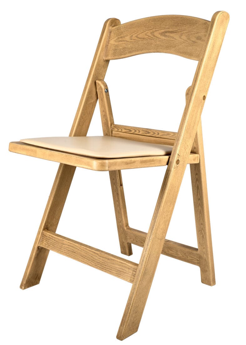 Resin Woodgrain Folding Chair – Tan Padded Seat | Patio & Event Seating, Image 5