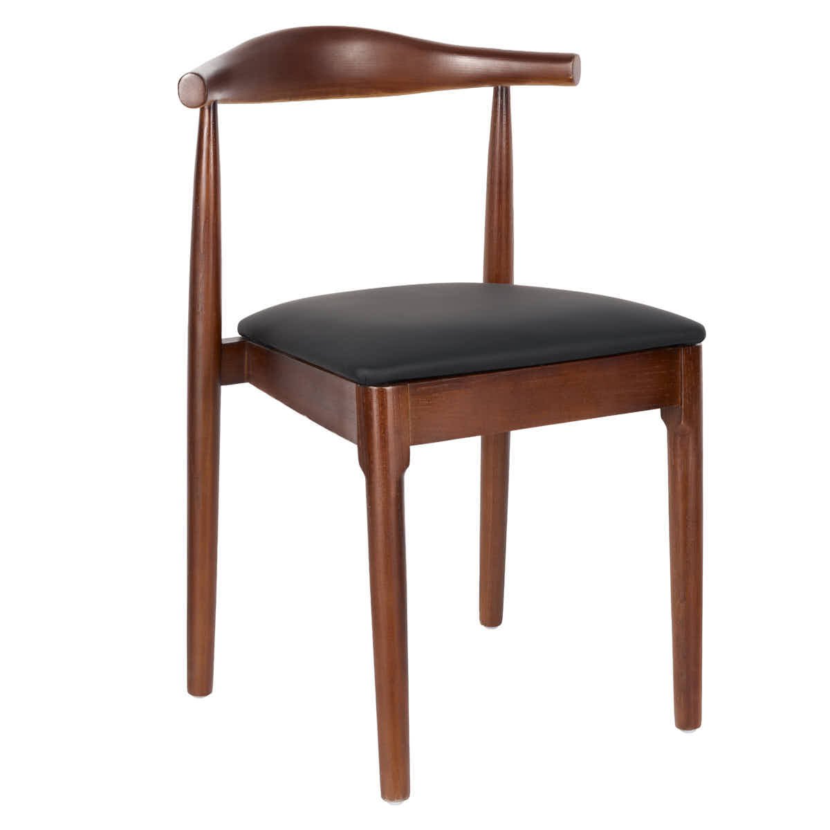 Walnut Horn Wood Chair with Black Vinyl Cushion, Image 2