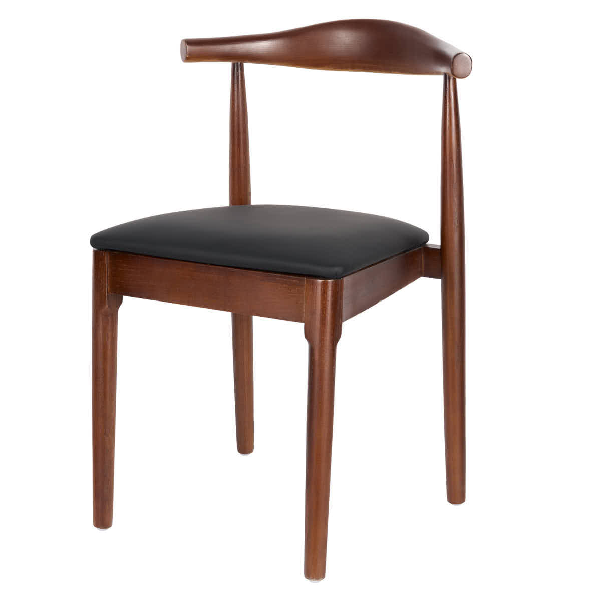 Walnut Horn Wood Chair with Black Vinyl Cushion, Image 3
