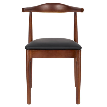 Walnut Horn Wood Chair with Black Vinyl Cushion, Image 4