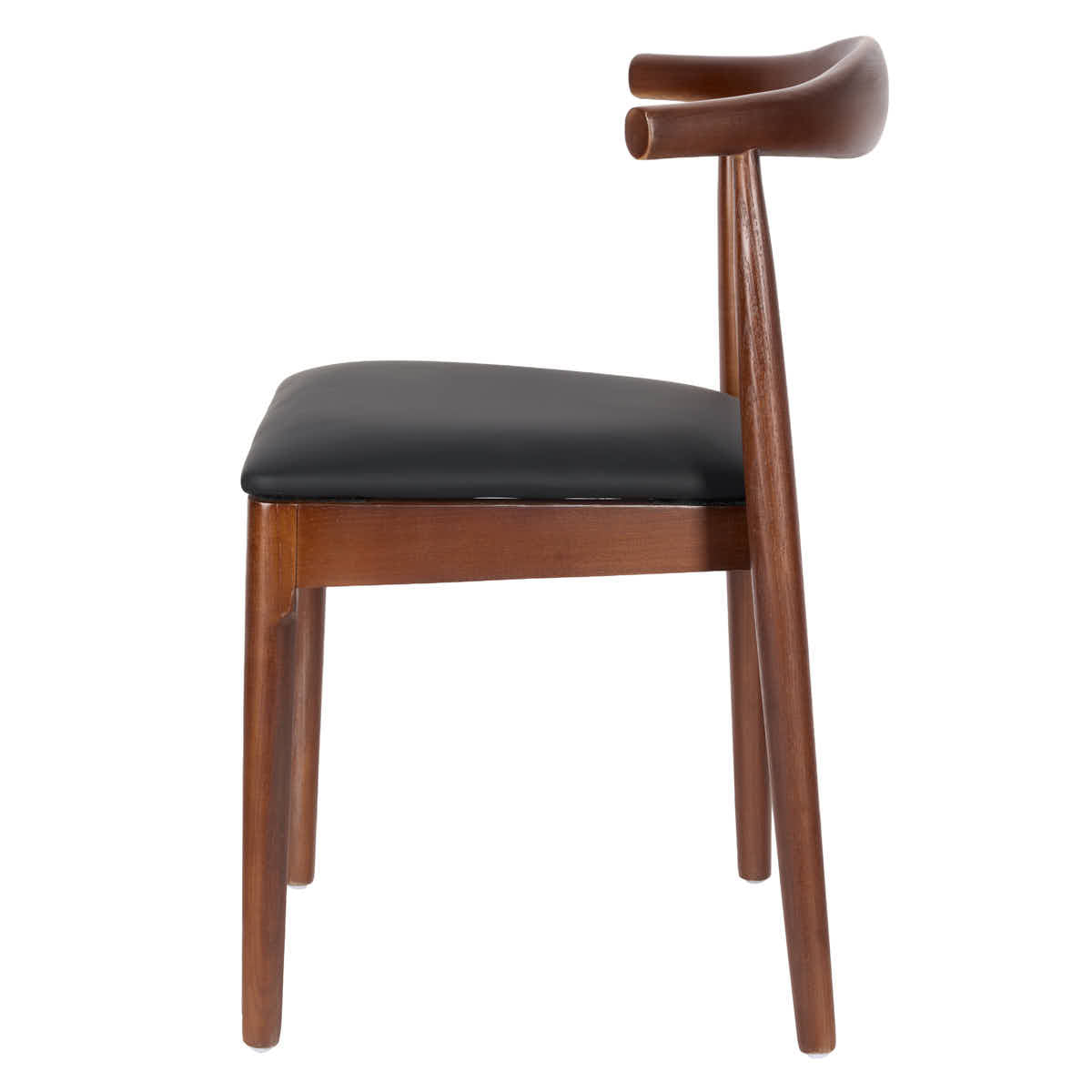 Walnut Horn Wood Chair with Black Vinyl Cushion, Image 5