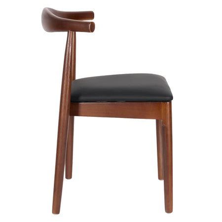 Walnut Horn Wood Chair with Black Vinyl Cushion, Image 6