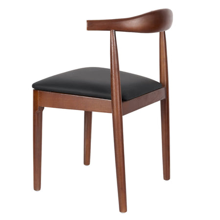 Walnut Horn Wood Chair with Black Vinyl Cushion, Image 7