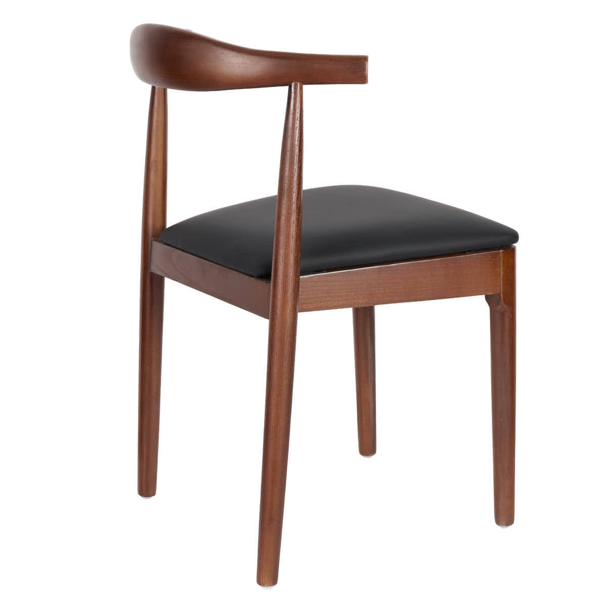 Walnut Horn Wood Chair with Black Vinyl Cushion, Image 8