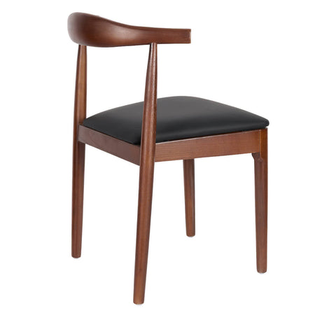 Walnut Horn Wood Chair with Black Vinyl Cushion, Image 8