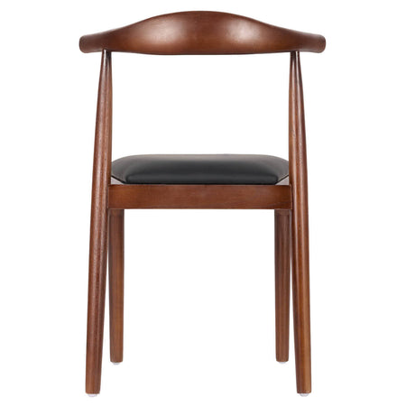 Walnut Horn Wood Chair with Black Vinyl Cushion, Image 9