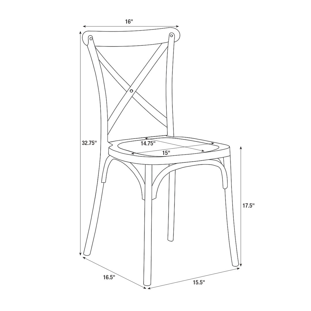 White Cross Back Mono Frame Resin Chair, Image 11