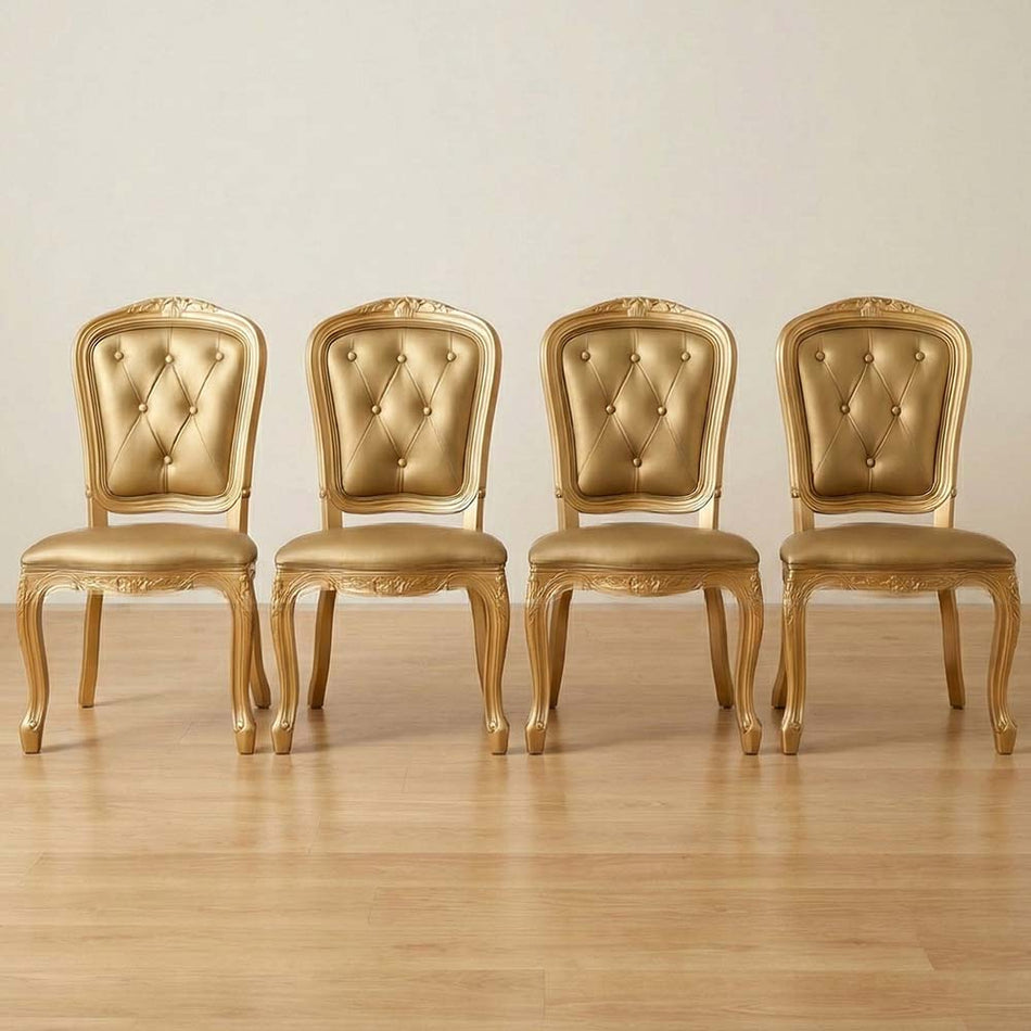 Gold Vinyl Seat and Tufted Back