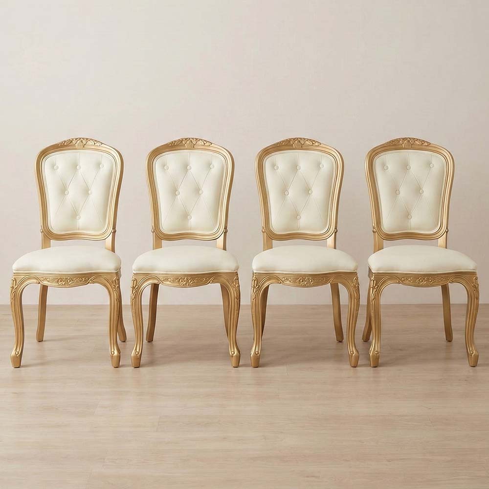 Ivory Vinyl Seat and Ivory Vinyl Tufted Back