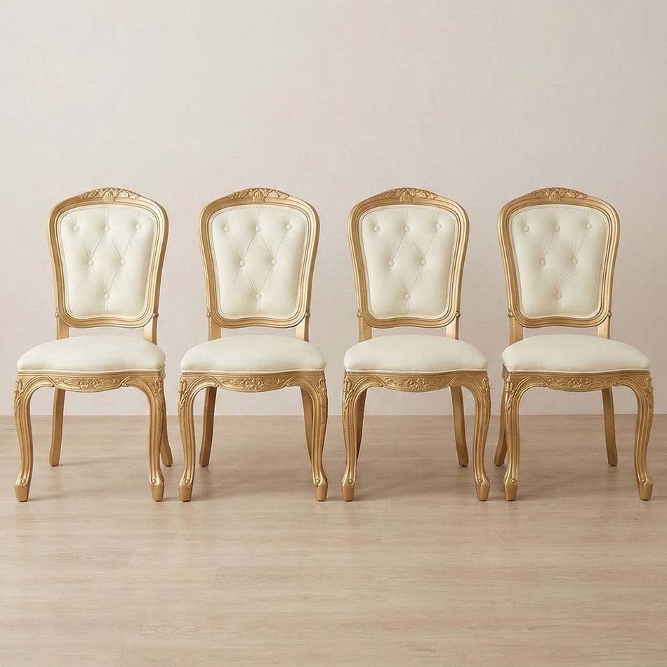 Ivory Vinyl Seat and Ivory Vinyl Tufted Back