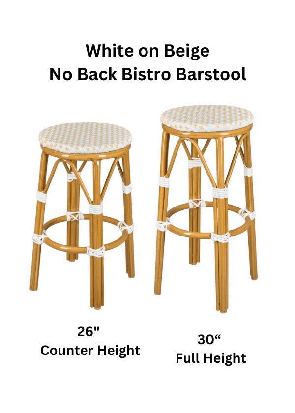 2 Pack White on Beige 26" Counter Height No Back Bistro Barstool for Indoor Dining, Image 6