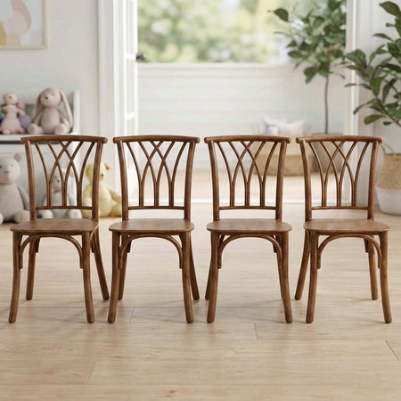 4 Pack Kids Chestnut ToughResin Willow Chair for Playroom and Patio, Image 1