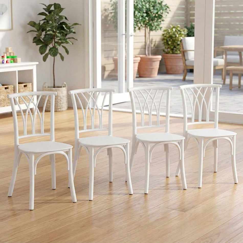 4 Pack Kids White ToughResin Willow Chair for Playroom and Patio