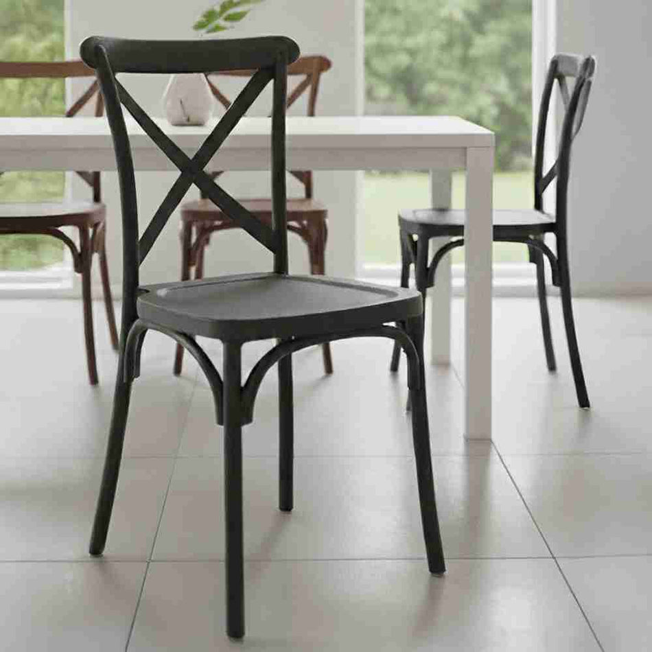 Black Cross Back Mono Frame Resin Chair