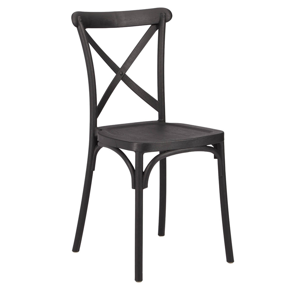 Black Cross Back Mono Frame Resin Chair