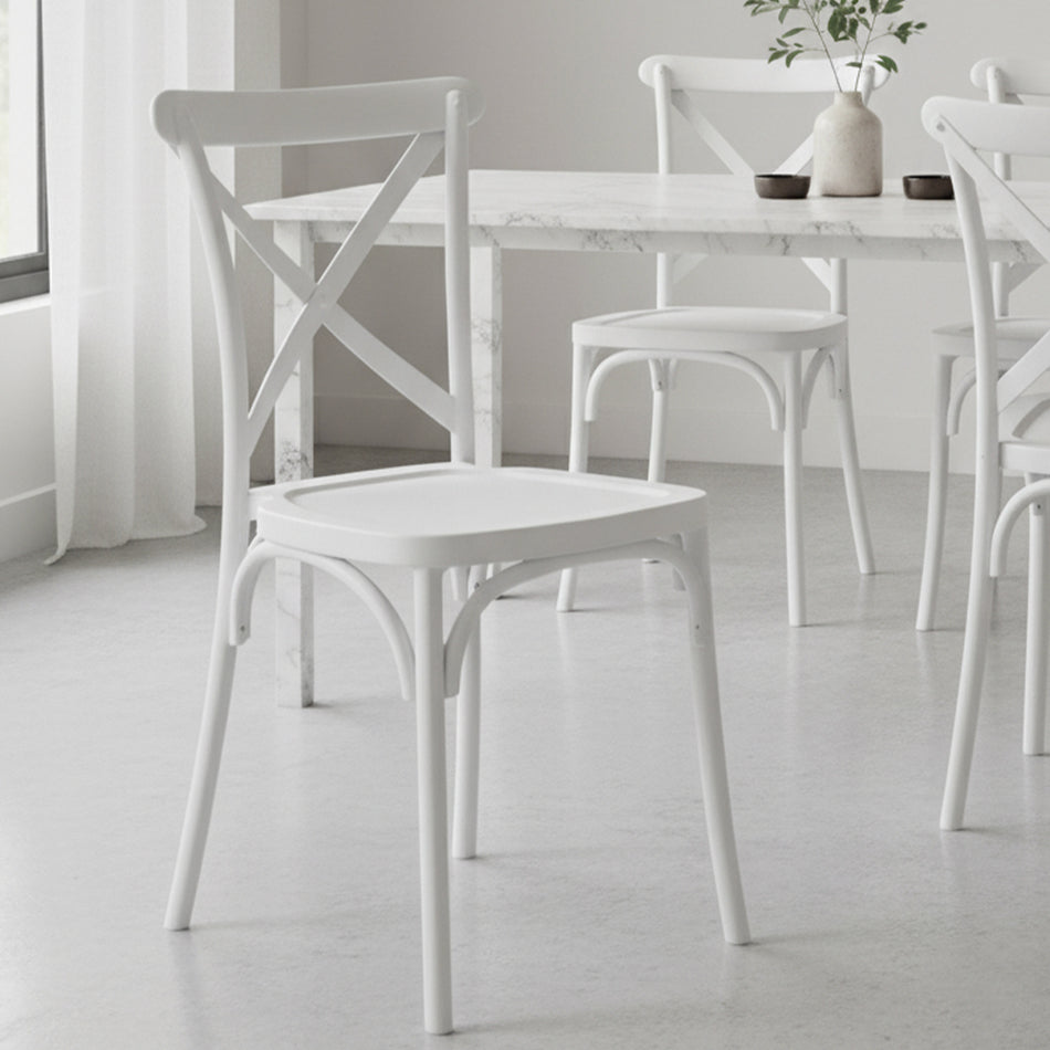 White Cross Back Mono Frame Resin Chair