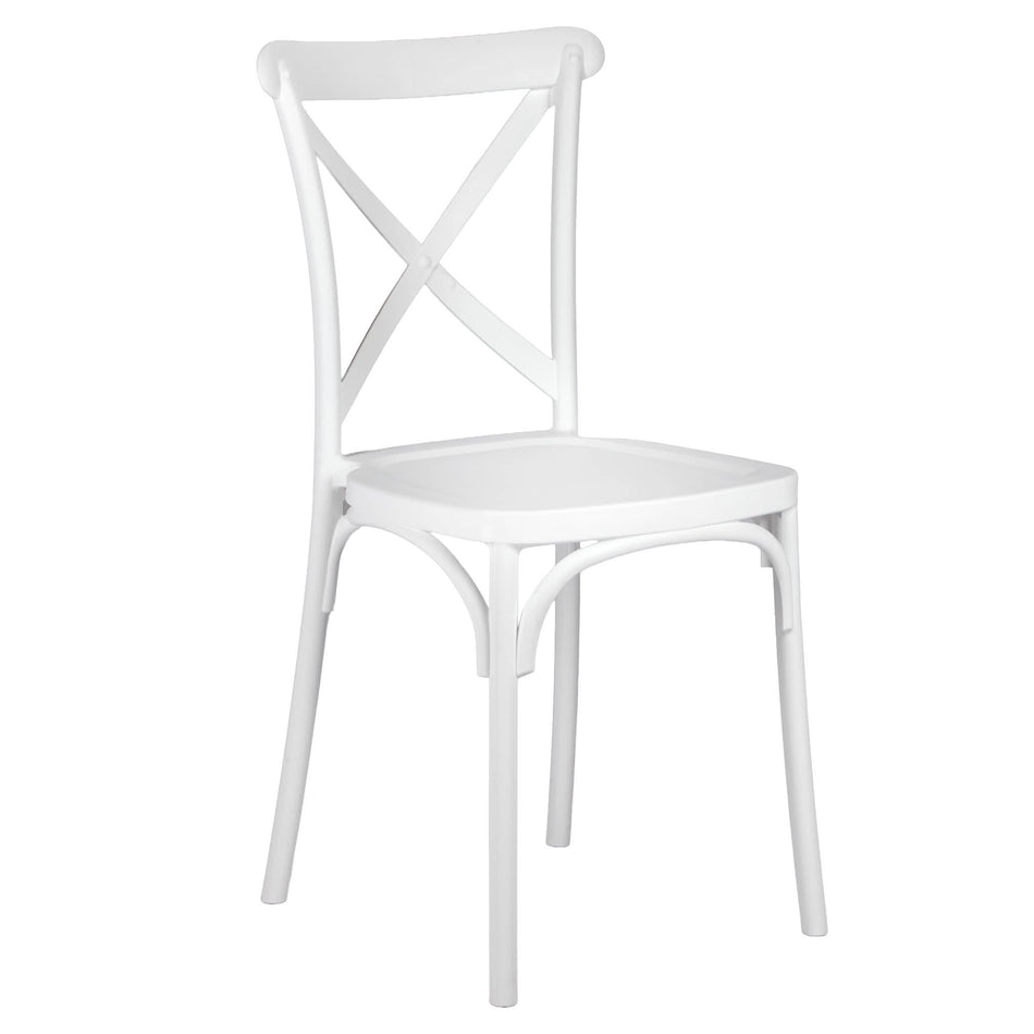 White Cross Back Mono Frame Resin Chair