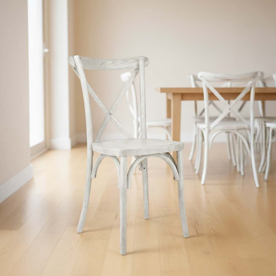 White Distressed ToughWood™ Cross Back Chair
