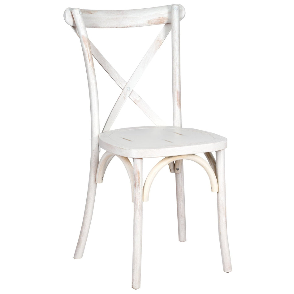 White Distressed ToughWood™ Cross Back Chair