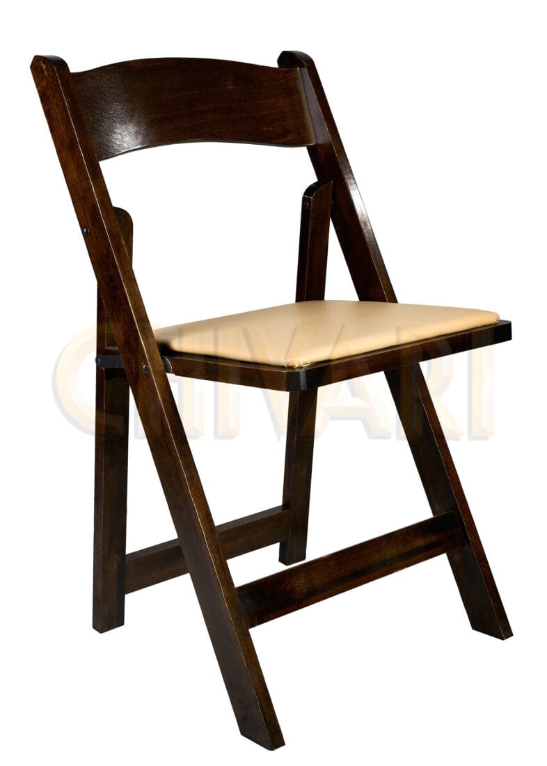 Fruitwood ToughWood™ Folding Chair with Tan Cushion