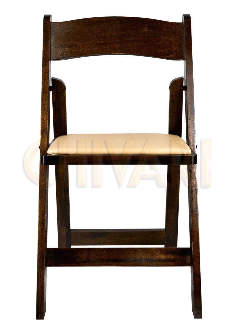 Fruitwood ToughWood™ Folding Chair with Tan Cushion, Image 3