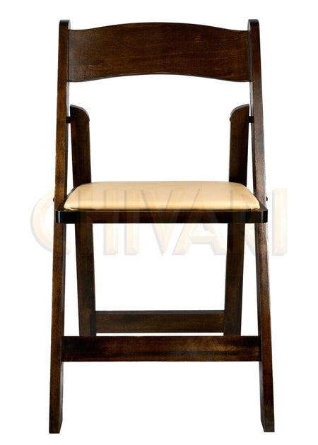 Fruitwood ToughWood™ Folding Chair with Tan Cushion, Image 3