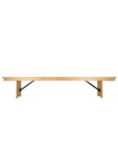 2 Pack 8' Natural Folding Pine Benches, Casual Rustic Seating for Farm Tables or Gardens, Image 3