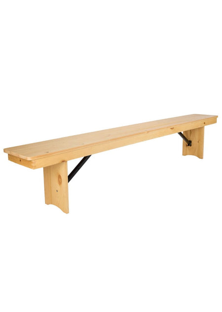 2 Pack 8' Natural Folding Pine Benches, Casual Rustic Seating for Farm Tables or Gardens, Image 4