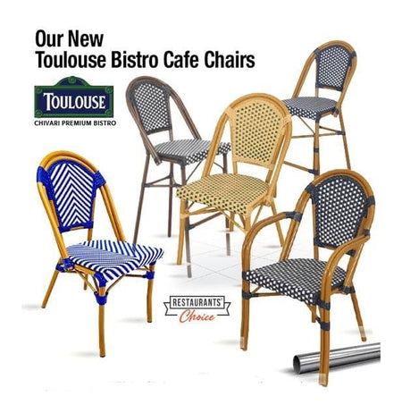French Bistro 40" Table with Glass Top and 4 Chairs with Arms Set, Blue and White, Image 10