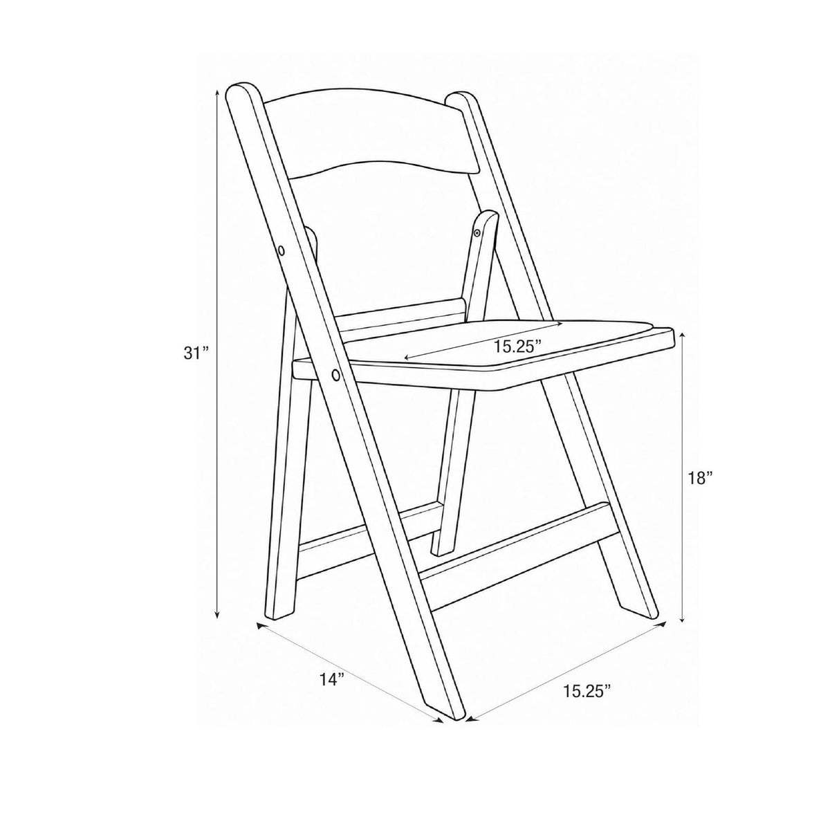 Fruitwood Resin WoodGrain™ Folding Chair with Black Cushion, Image 11
