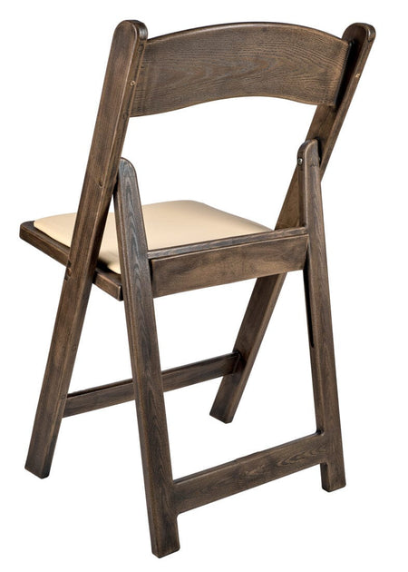 Fruitwood Resin WoodGrain™ Folding Chair with Tan Cushion, Image 7