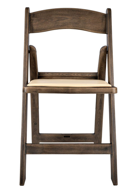 Fruitwood Resin WoodGrain™ Folding Chair with Tan Cushion, Image 4