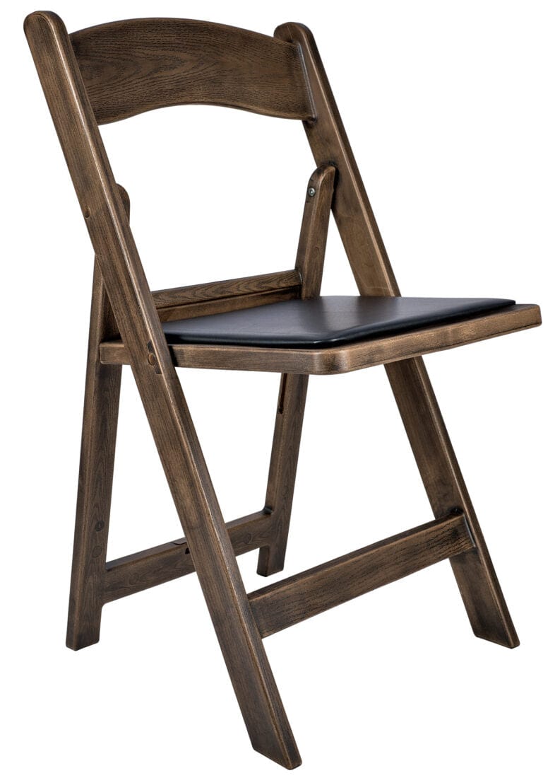 Fruitwood Resin WoodGrain™ Folding Chair with Black Cushion