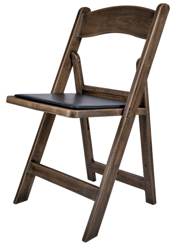 4 Pack Fruitwood Woodgrain Resin Folding Chair with Black Padded Seat for Patio and Dining, Image 4