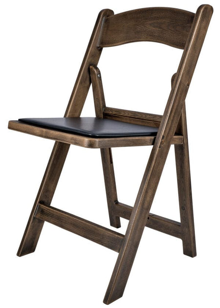 4 Pack Fruitwood Woodgrain Resin Folding Chair with Black Padded Seat for Patio and Dining, Image 4