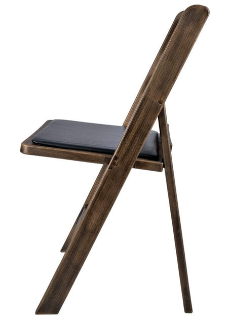 4 Pack Fruitwood Woodgrain Resin Folding Chair with Black Padded Seat for Patio and Dining, Image 5