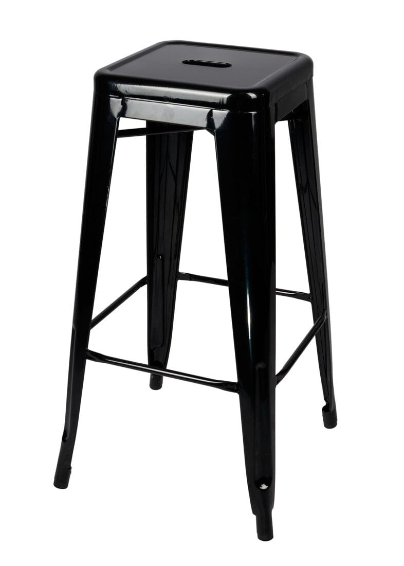 2 Pack Black Tolix Bar Stools, 30" Backless Metal Seating for Coffee Counters or Outdoor Use