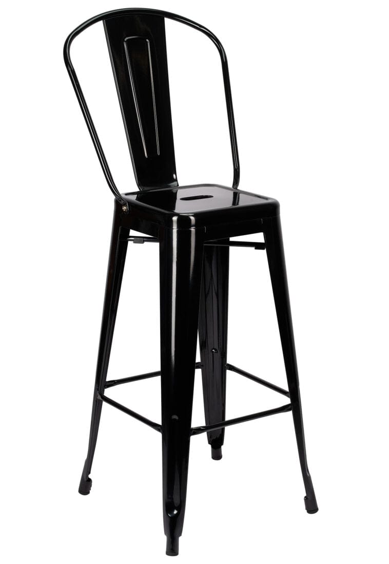 2 Pack Black Tolix Metal Bar Stools with Back, Industrial Seating for Kitchen Islands or Game Rooms