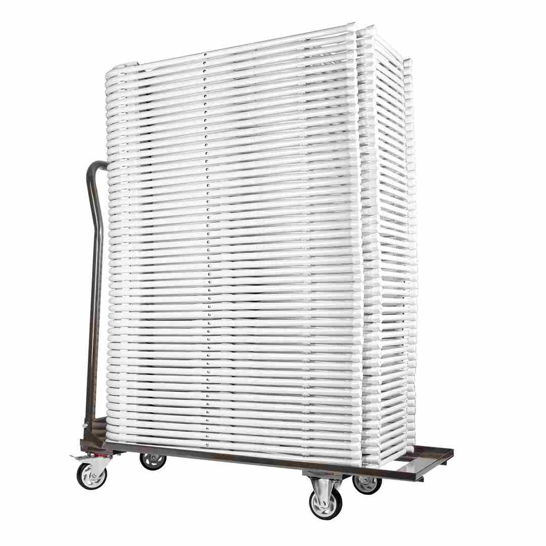 Folding Chair Storage Cart for Home Garage Event Setup, Steel Frame for Poly and Resin Folding Chairs, Gray, Image 7