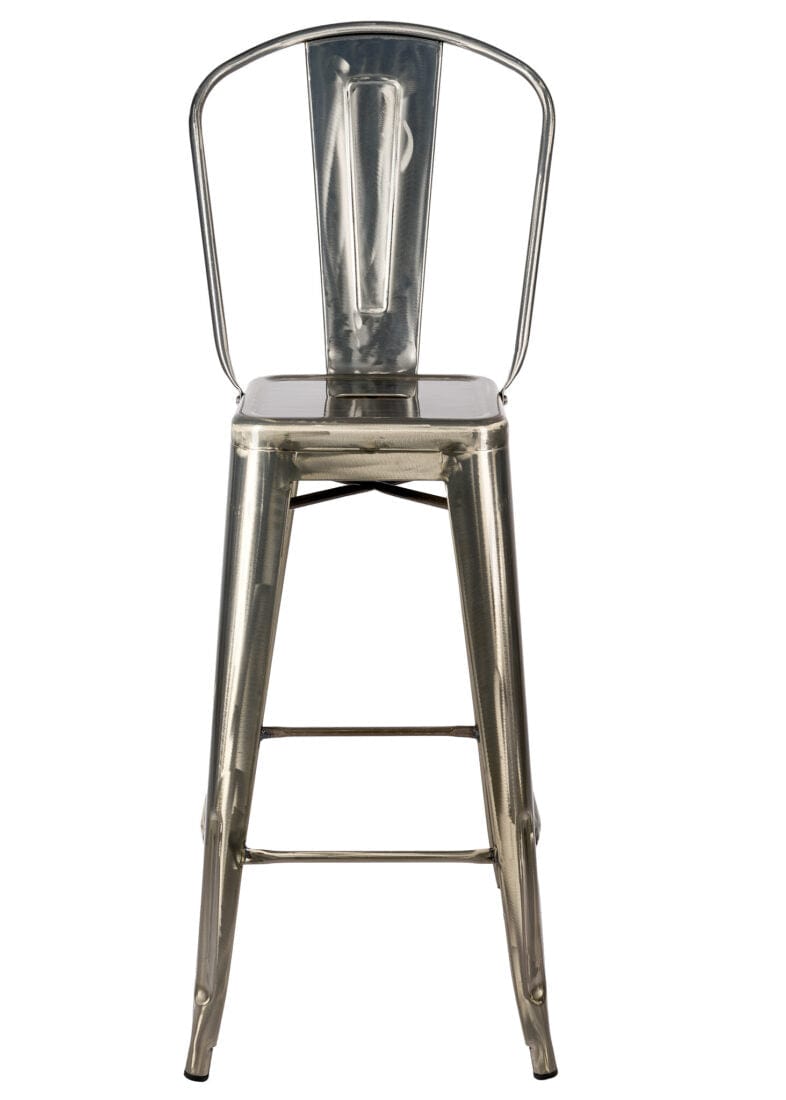 Tolix Metal Barstool with Back – Gunmetal Gray, 30" Seat Height (Indoor/Outdoor Patio), Image 3