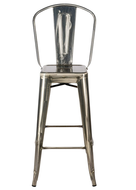 Tolix Metal Barstool with Back – Gunmetal Gray, 30" Seat Height (Indoor/Outdoor Patio), Image 3