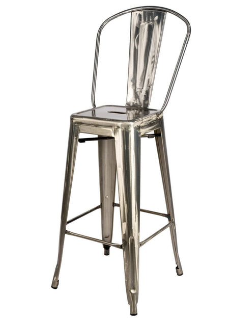 Tolix Metal Barstool with Back – Gunmetal Gray, 30" Seat Height (Indoor/Outdoor Patio), Image 4